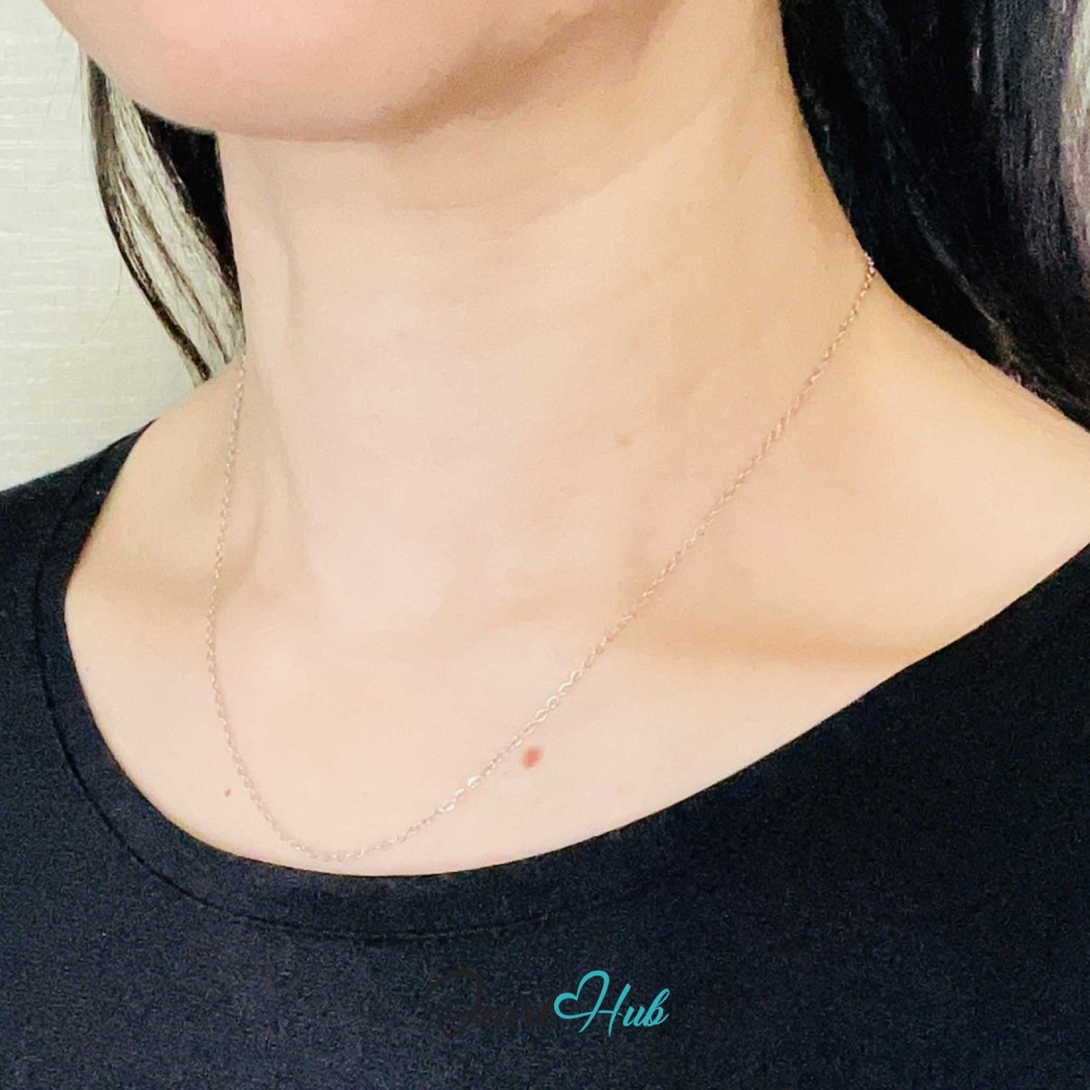 Silver Stainless Steel O‑Shape Chain Necklace 1.5x2mm | 40+5cm Adjustable - JewelHub.co.uk