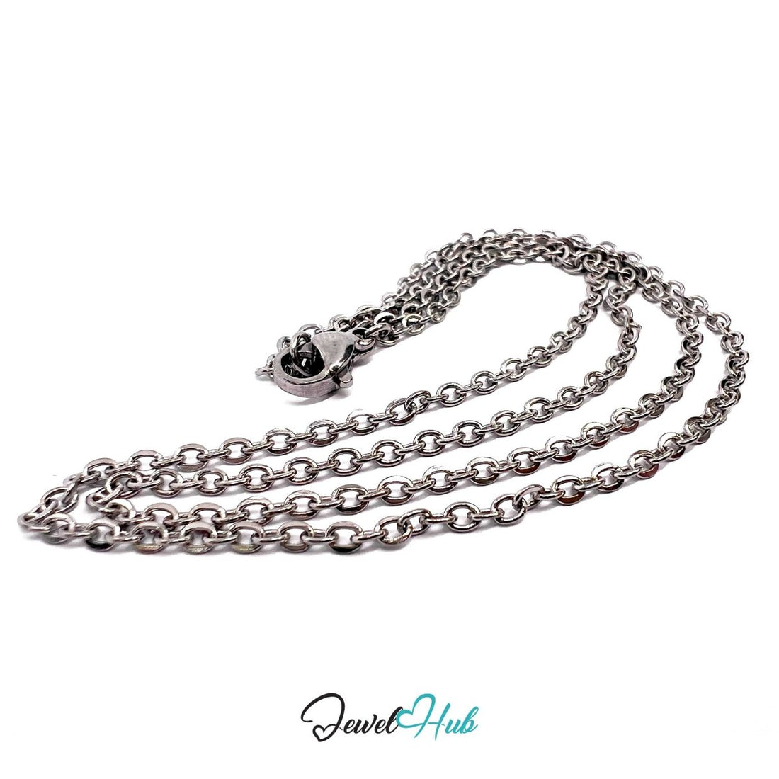Silver Stainless Steel O‑Shape Chain Necklace 2x3.5mm | 50cm - JewelHub.co.uk