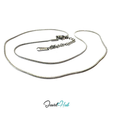 Silver Stainless Steel Snake Chain Necklace 0.8mm | 45+5cm Adjustable - JewelHub.co.uk