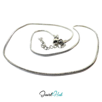 Silver Stainless Steel Snake Chain Necklace 1.2mm | 45+5cm Adjustable - JewelHub.co.uk