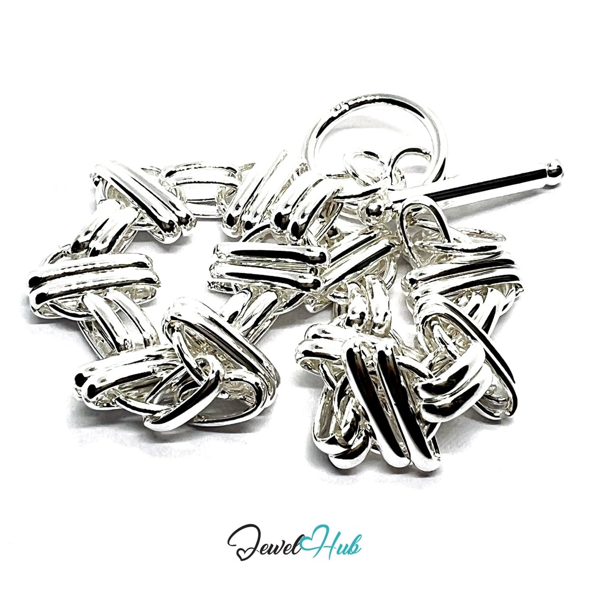 Silver Weave 925 Sterling Interloop Chain Bracelet – Fixed Size - JewelHub.co.uk