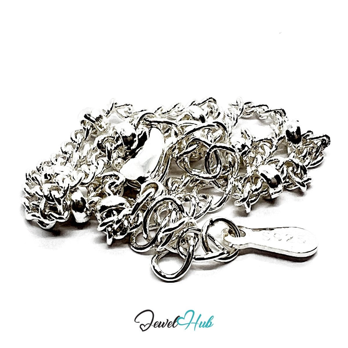 SilverDot 925 Beaded Chain Bracelet – Adjustable 16–20cm - JewelHub.co.uk