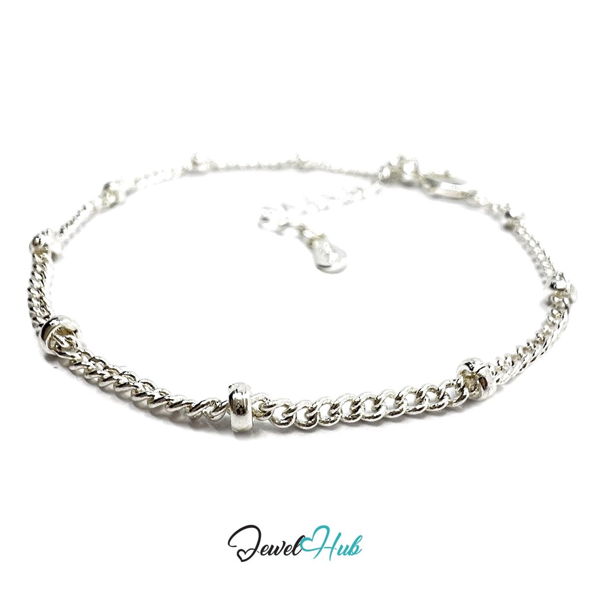 SilverDot 925 Beaded Chain Bracelet – Adjustable 16–20cm - JewelHub.co.uk