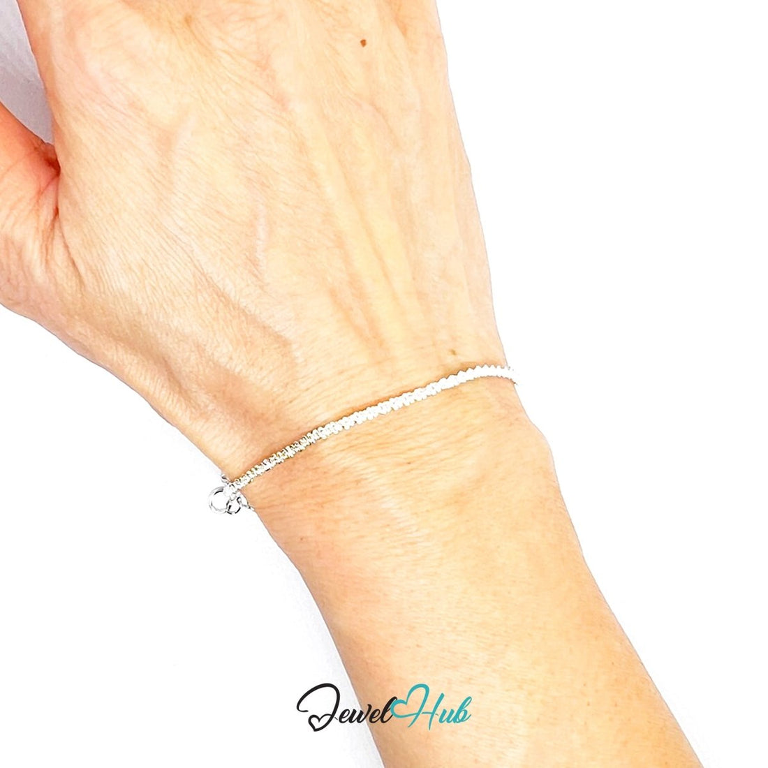 SilverGleam 925 Textured Chain Bracelet – Adjustable 18–20cm - JewelHub.co.uk