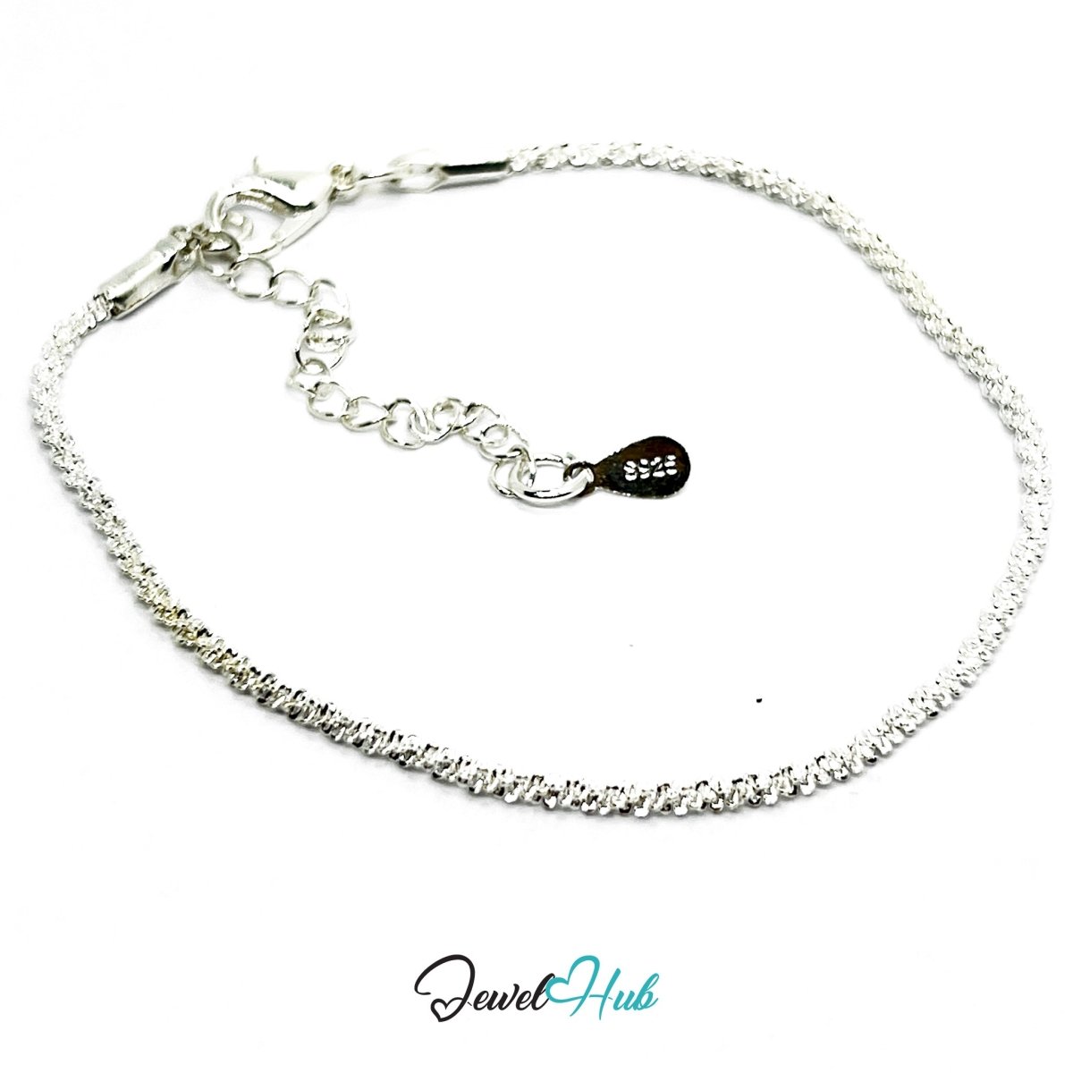SilverGleam 925 Textured Chain Bracelet – Adjustable 18–20cm - JewelHub.co.uk