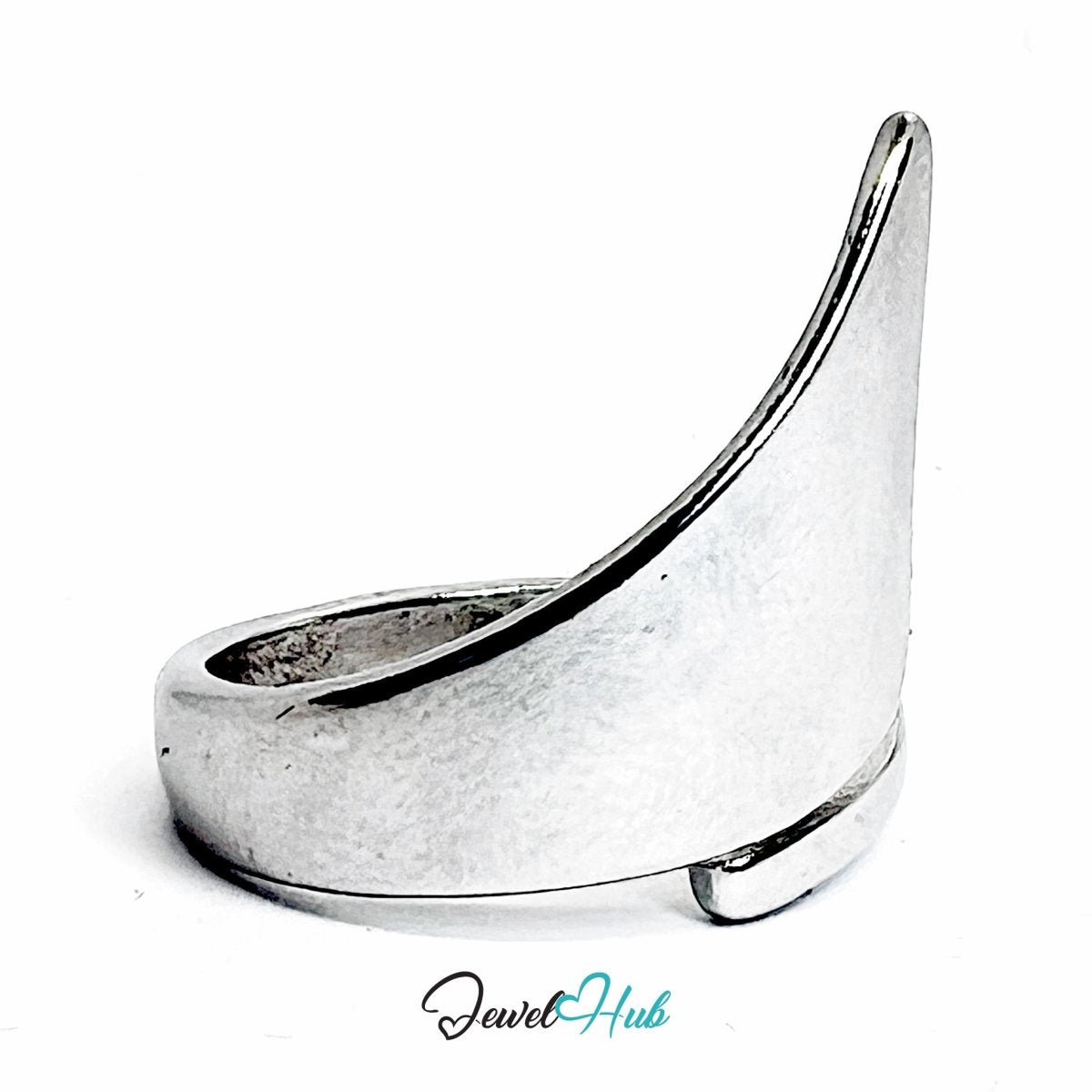 Silver‑Plated Zinc Alloy Wrap Ring – Tapered Shield Design - JewelHub.co.uk