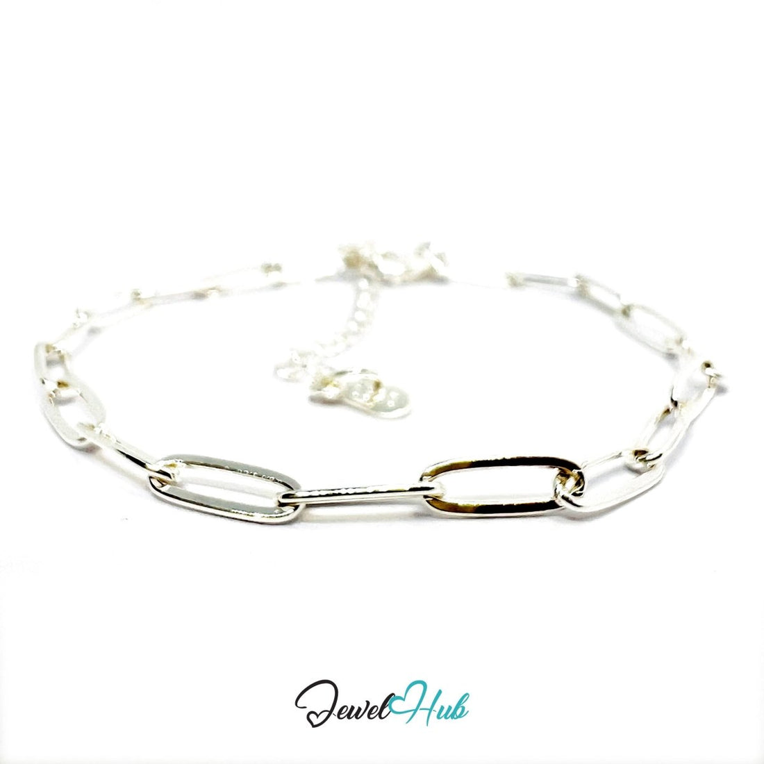 SilverSpan Adjustable Paperclip Chain Bracelet in 925 Silver - JewelHub.co.uk