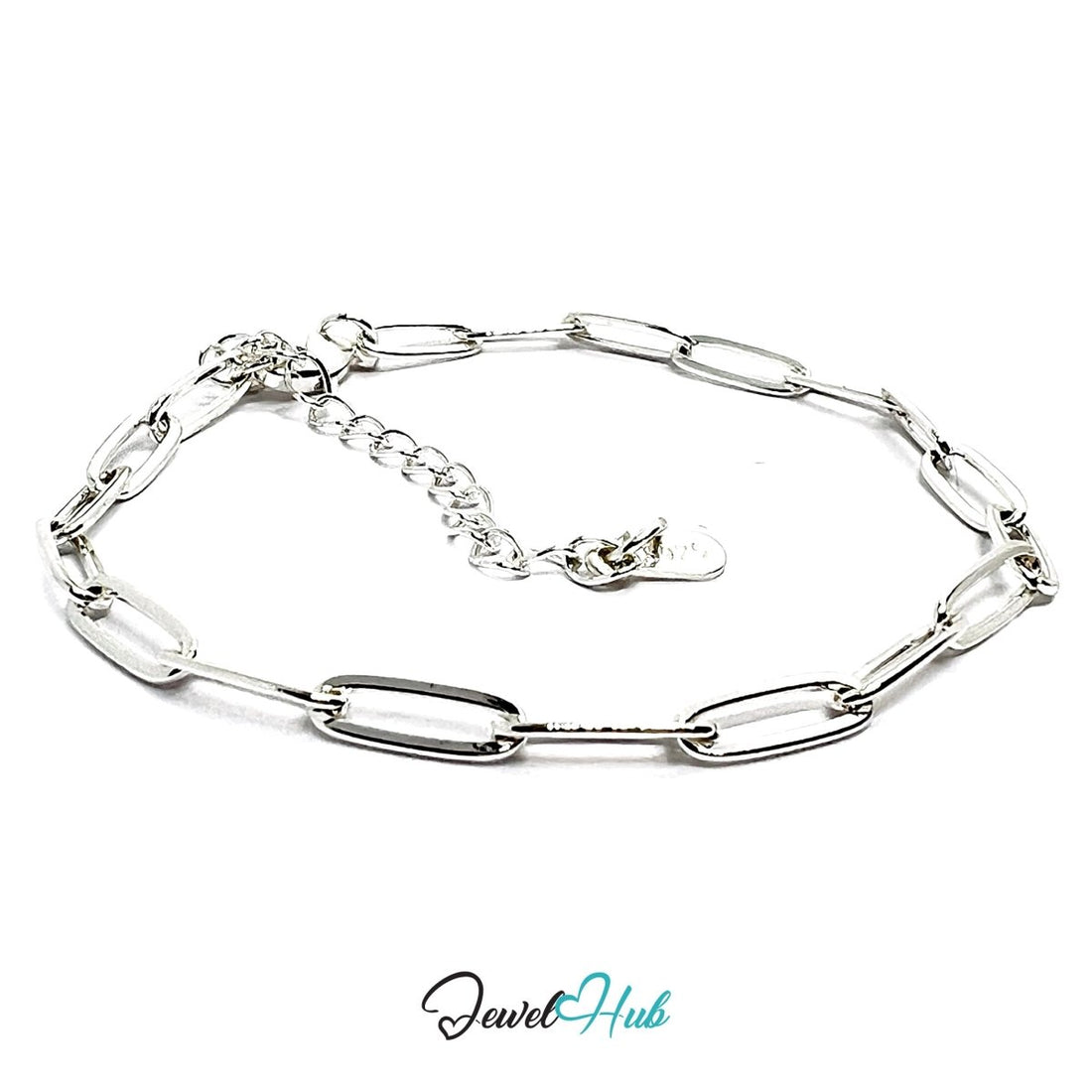SilverSpan Adjustable Paperclip Chain Bracelet in 925 Silver - JewelHub.co.uk