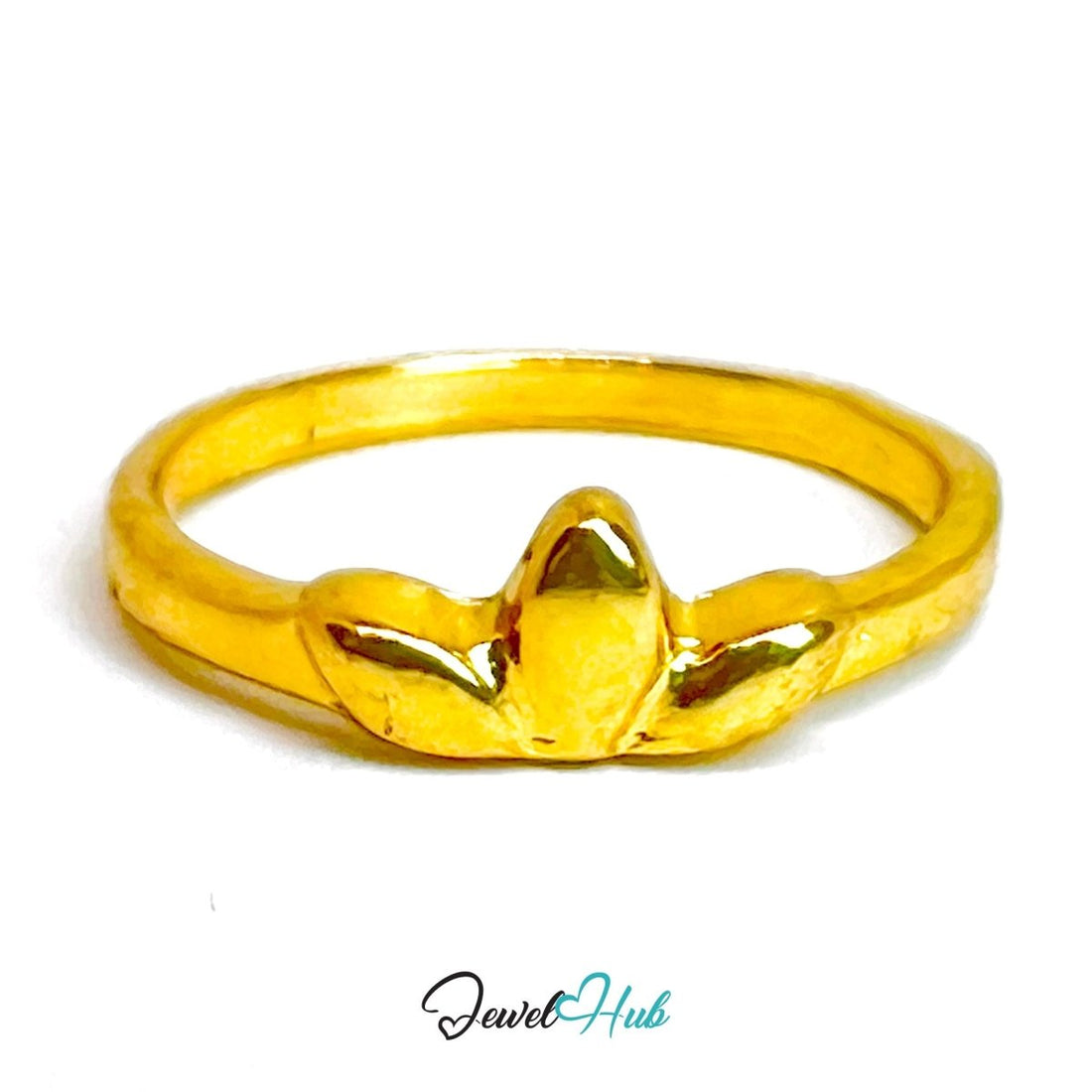 Simple Leaf Zinc Alloy Gold Ring · Dainty Nature Band - JewelHub.co.uk