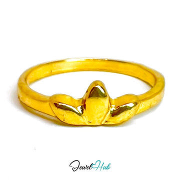 Simple Leaf Zinc Alloy Gold Ring · Dainty Nature Band - JewelHub.co.uk