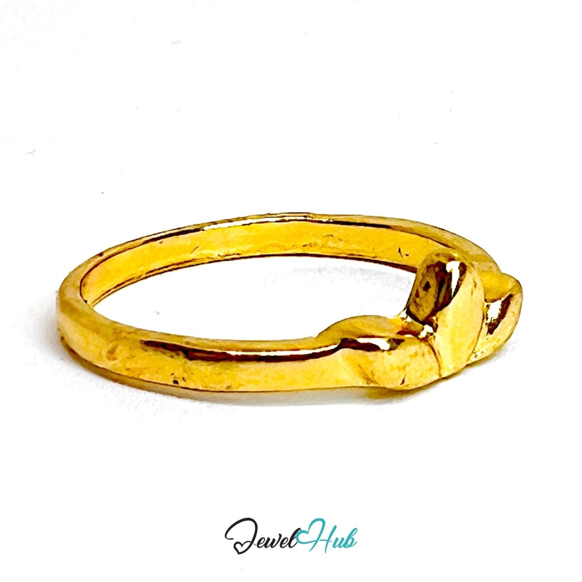 Simple Leaf Zinc Alloy Gold Ring · Dainty Nature Band - JewelHub.co.uk