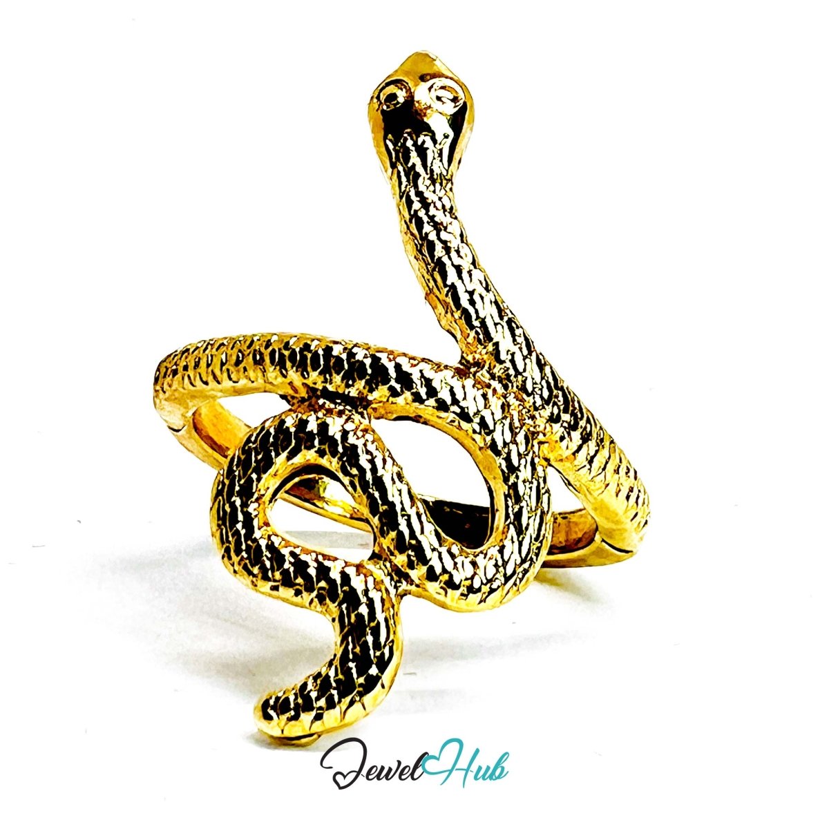Snake Serpent Gold - Plated Zinc Ring – 3D Statement Reptile Motif - JewelHub.co.uk