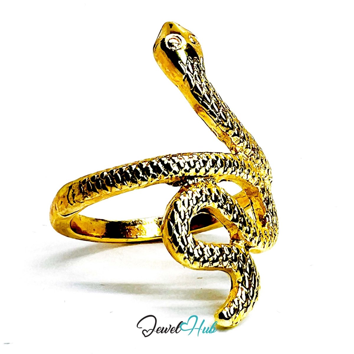 Snake Serpent Gold - Plated Zinc Ring – 3D Statement Reptile Motif - JewelHub.co.uk