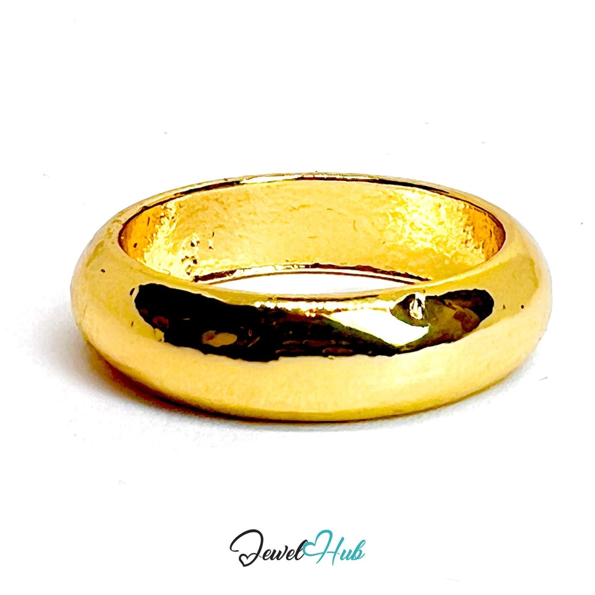 Solid Band Gold - Plated Zinc Ring · Seamless Weighted Statement - JewelHub.co.uk