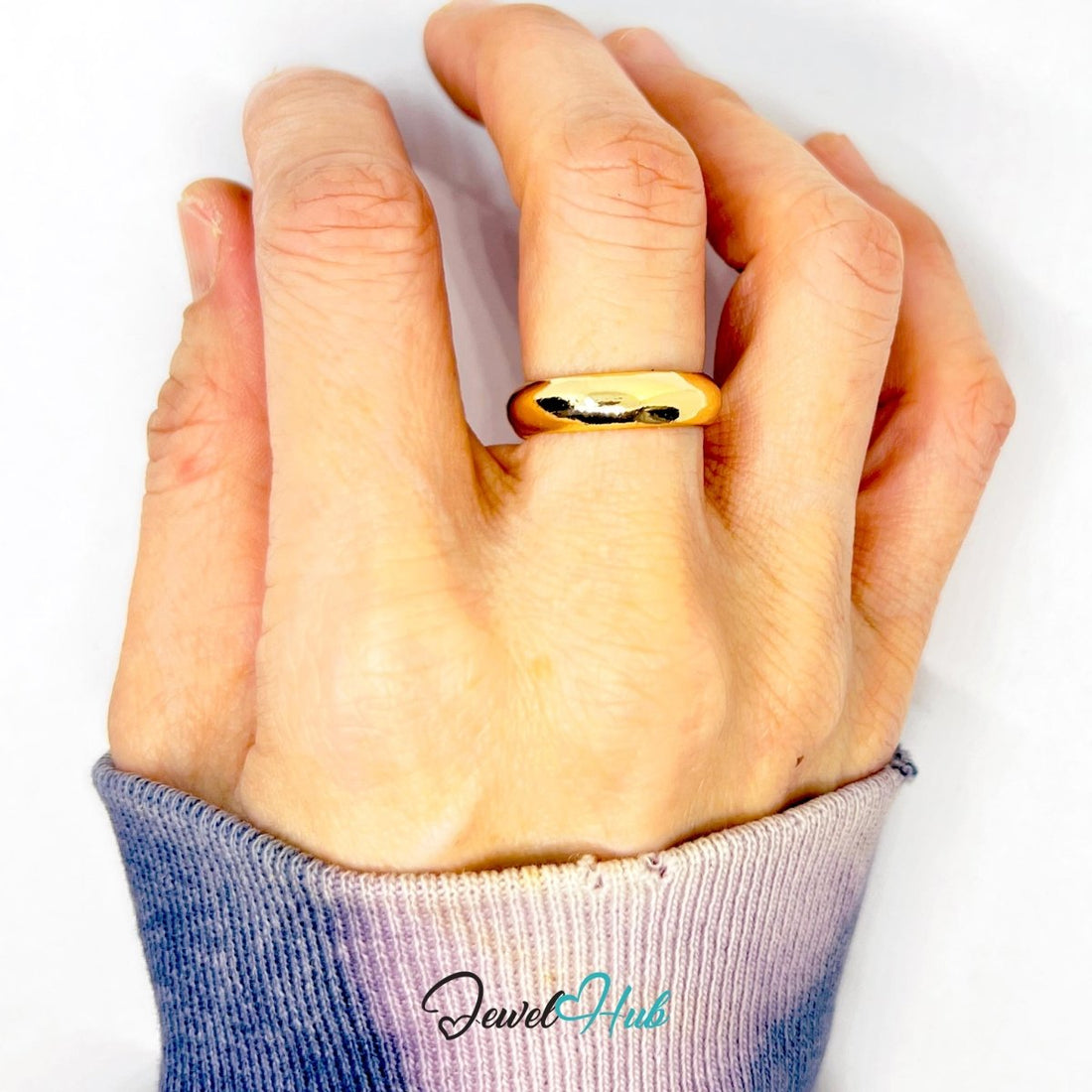Solid Band Gold - Plated Zinc Ring · Seamless Weighted Statement - JewelHub.co.uk