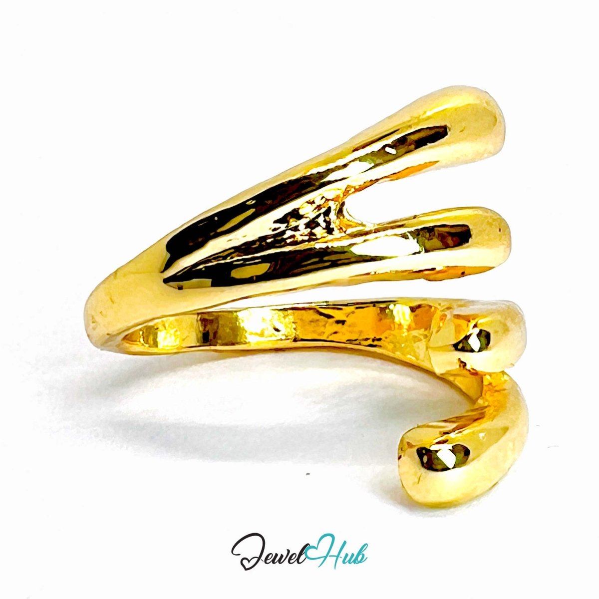 SpiralSwirl Gold - Plated Zinc Ring · Triple - Loop Sculptural Twist - JewelHub.co.uk