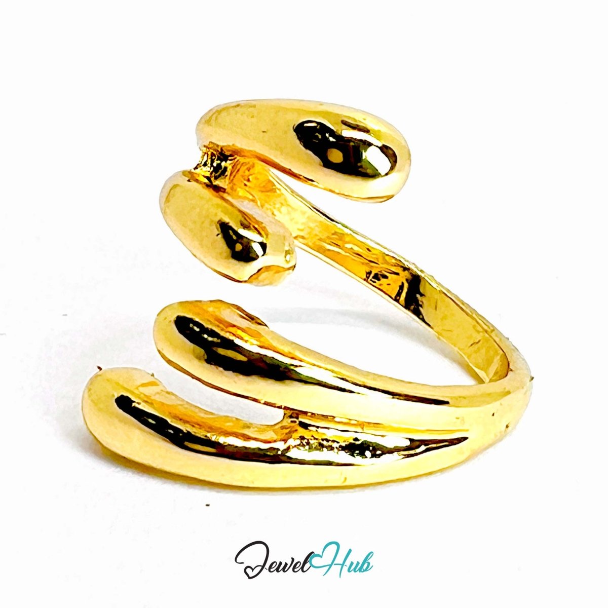 SpiralSwirl Gold - Plated Zinc Ring · Triple - Loop Sculptural Twist - JewelHub.co.uk