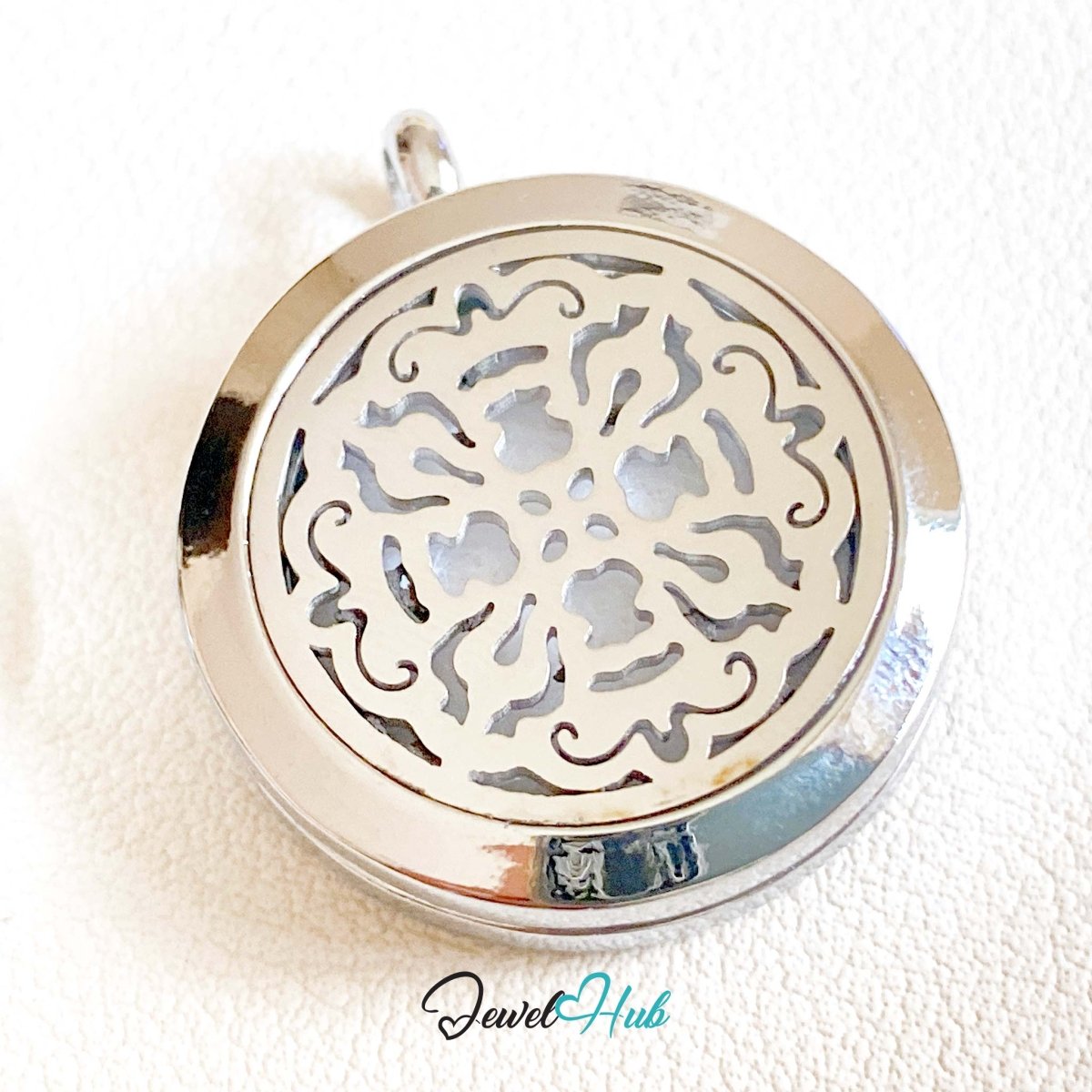 Stainless Steel Aromatherapy Pendant – Botanical Grace Floral Flow - JewelHub.co.uk
