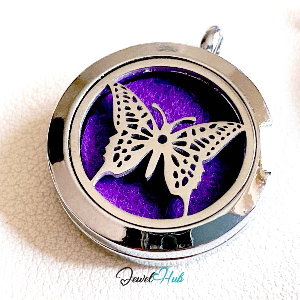 Stainless Steel Aromatherapy Pendant – Butterfly Wing - JewelHub.co.uk