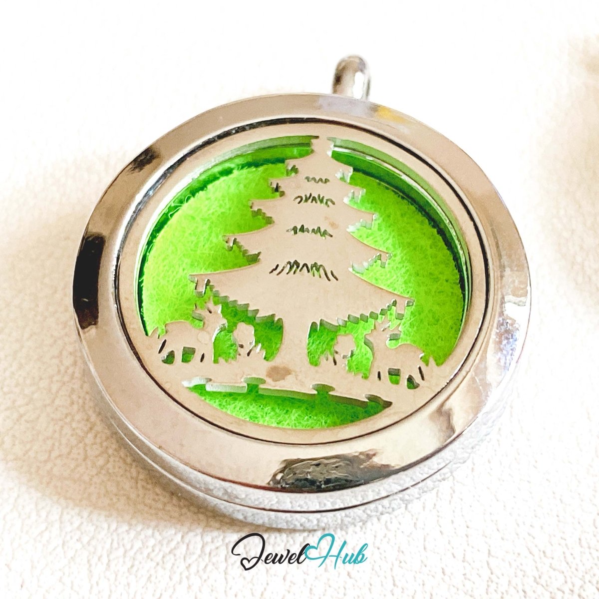 Stainless Steel Aromatherapy Pendant – Christmas Tree - JewelHub.co.uk