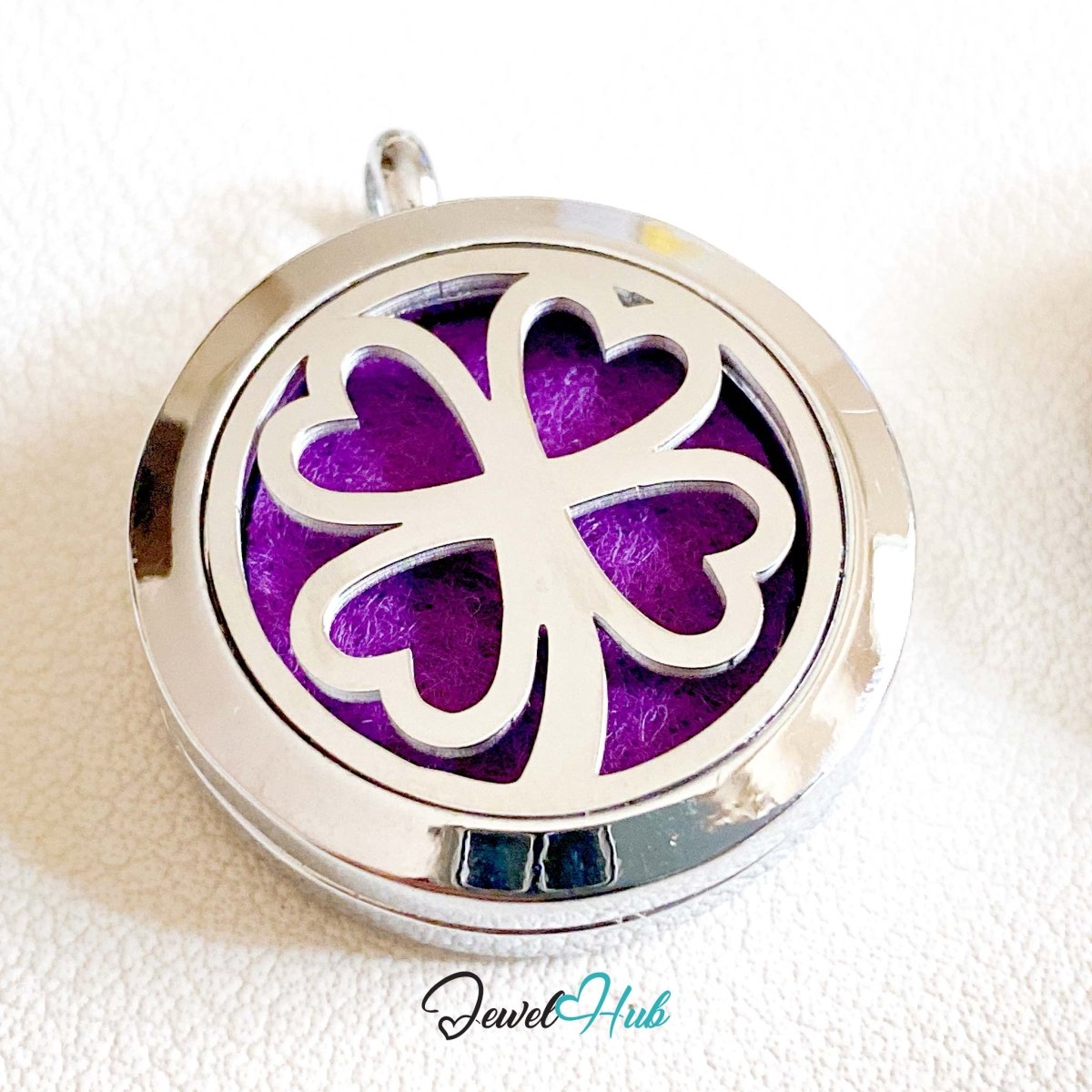 Stainless Steel Aromatherapy Pendant – Clover of Fortune - JewelHub.co.uk