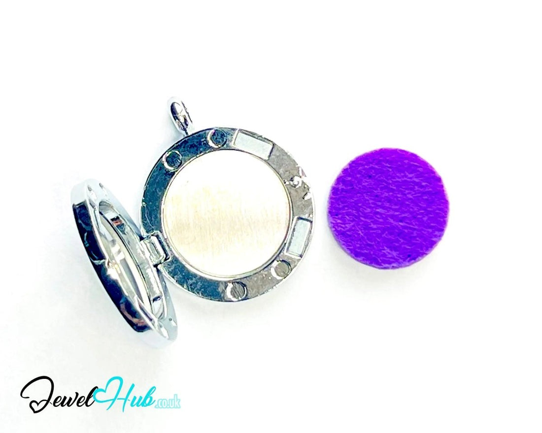 Stainless Steel Aromatherapy Pendant for Calm & Quiet Faith ✝️ Violet Grace – - JewelHub.co.uk