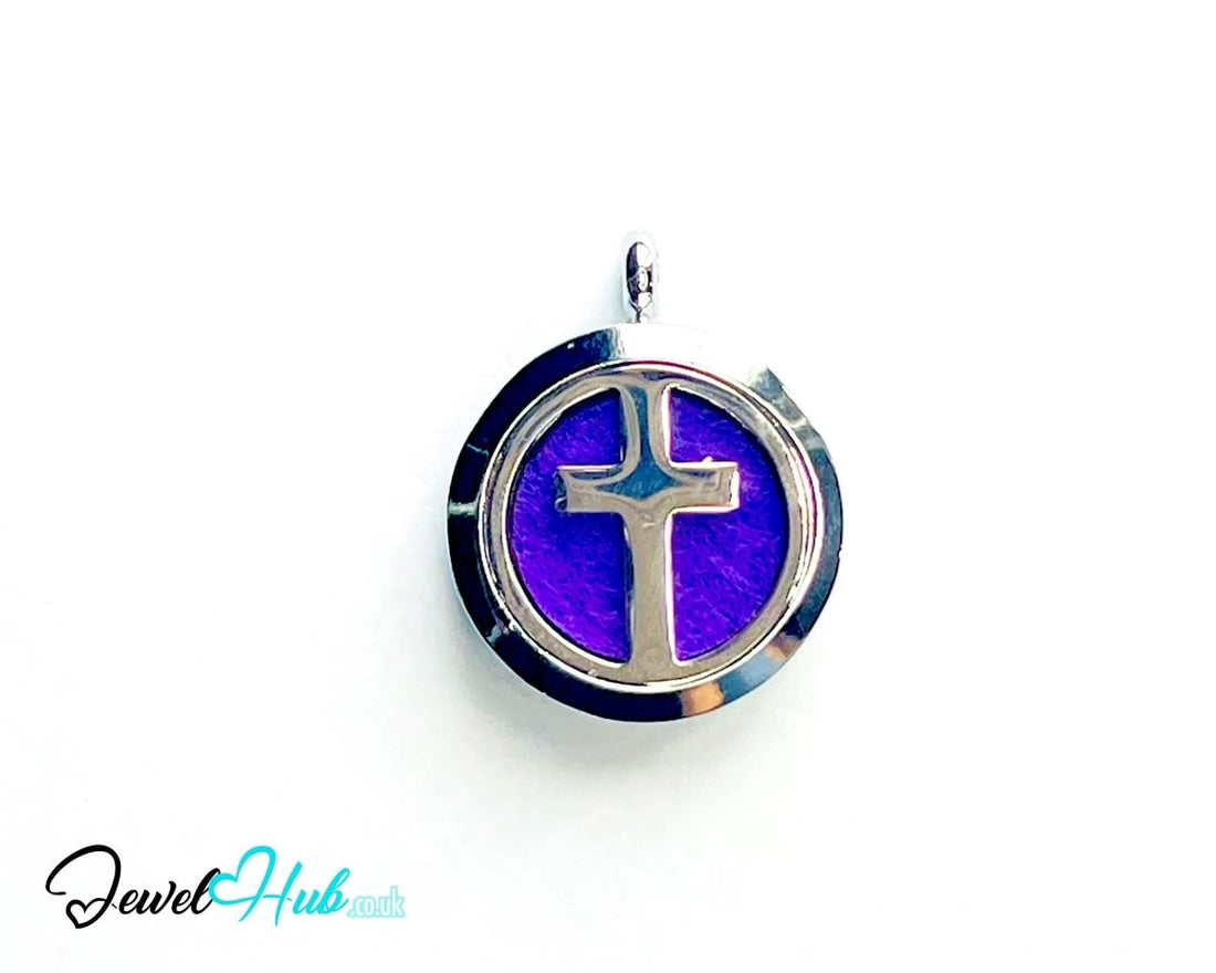 Stainless Steel Aromatherapy Pendant for Calm & Quiet Faith ✝️ Violet Grace – - JewelHub.co.uk