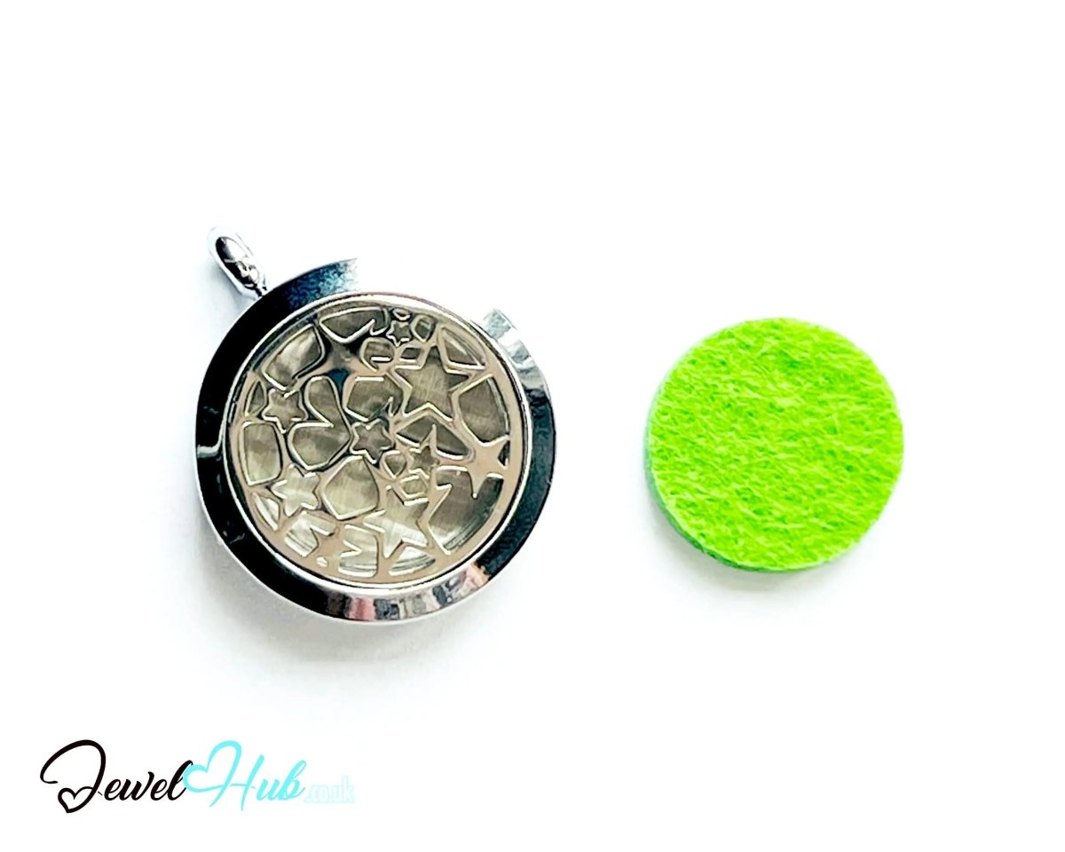 Stainless Steel Aromatherapy Pendant for Dreams & Devotion ⭐ Heart & Star - JewelHub.co.uk