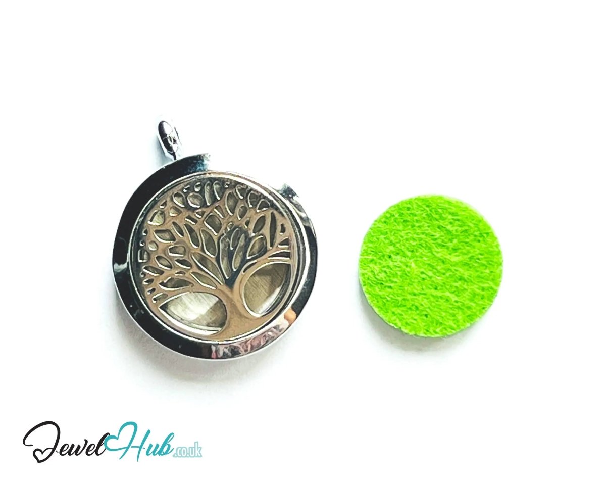 Stainless Steel Aromatherapy Pendant for Energy & Renewal 🌳 Tree of Vitality - JewelHub.co.uk