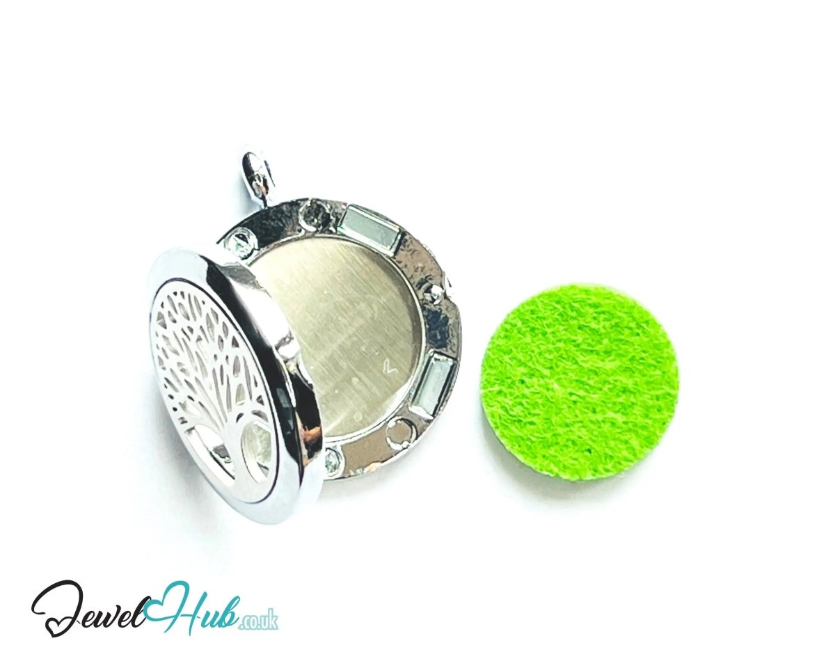 Stainless Steel Aromatherapy Pendant for Energy & Renewal 🌳 Tree of Vitality - JewelHub.co.uk