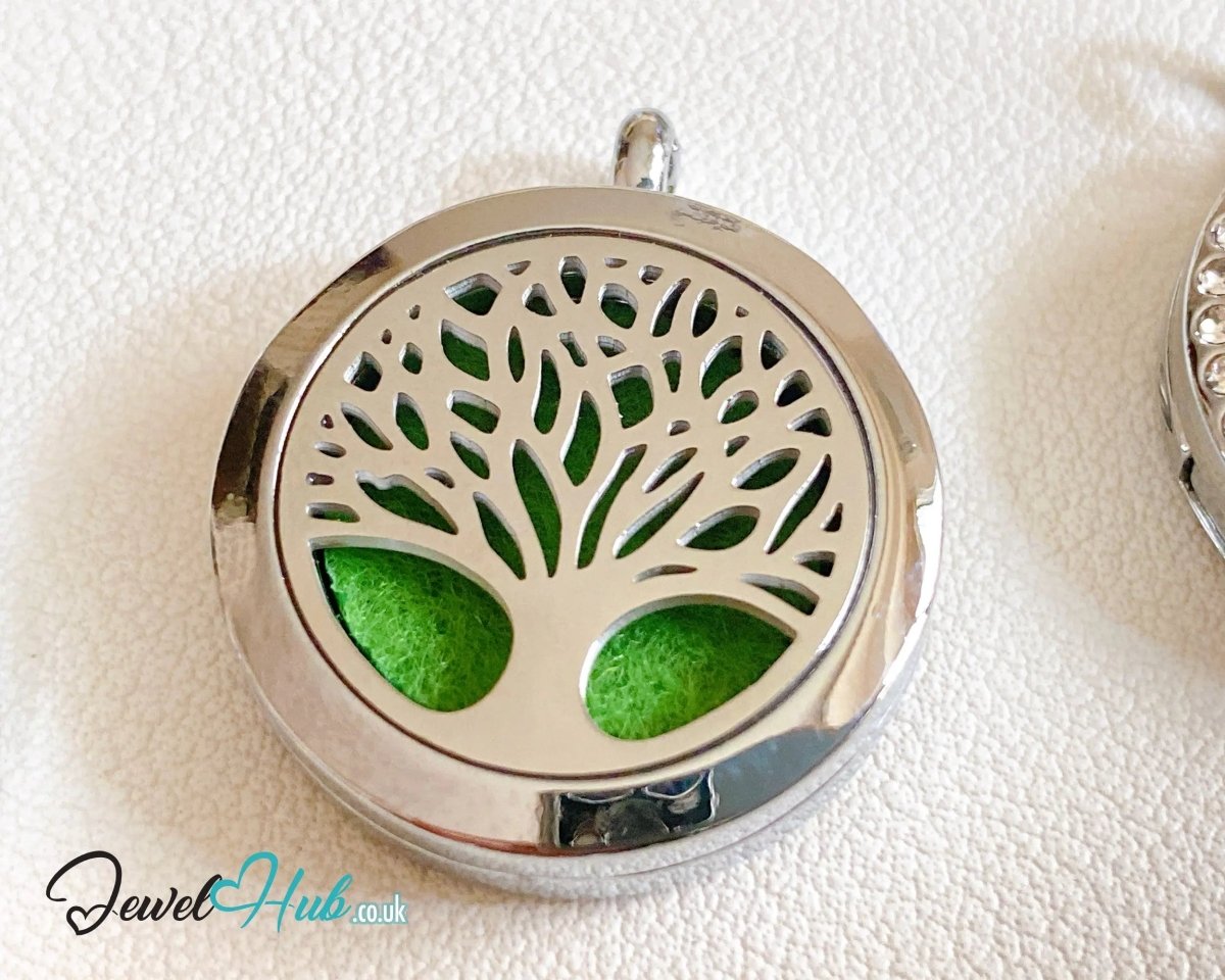Stainless Steel Aromatherapy Pendant for Energy & Renewal 🌳 Tree of Vitality - JewelHub.co.uk