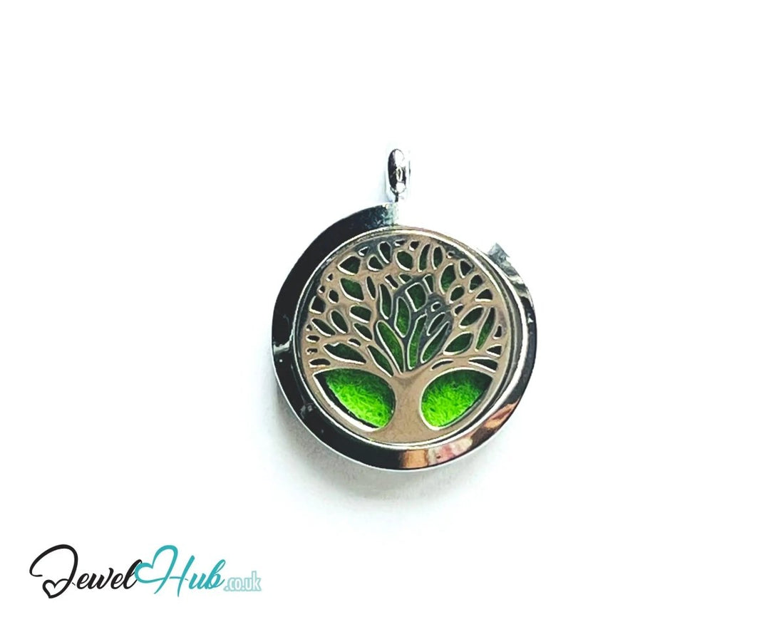 Stainless Steel Aromatherapy Pendant for Energy & Renewal 🌳 Tree of Vitality - JewelHub.co.uk