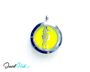 Stainless Steel Aromatherapy Pendant for Flow & Joy 🐚 Sunset Seahorse - JewelHub.co.uk