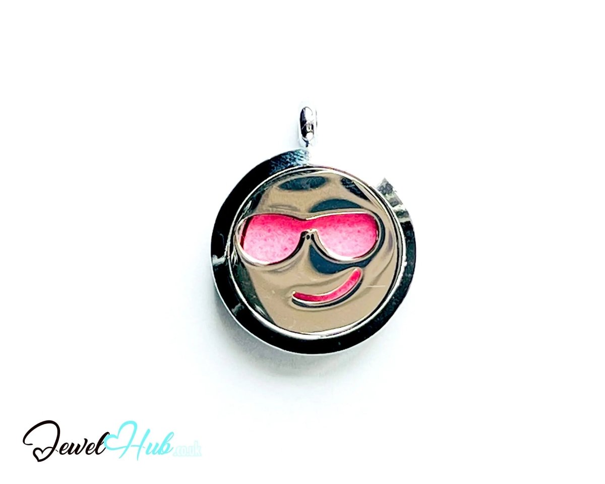 Stainless Steel Aromatherapy Pendant for Fun & Feel - Good Vibes 😎 Smiley Cool v1 - JewelHub.co.uk