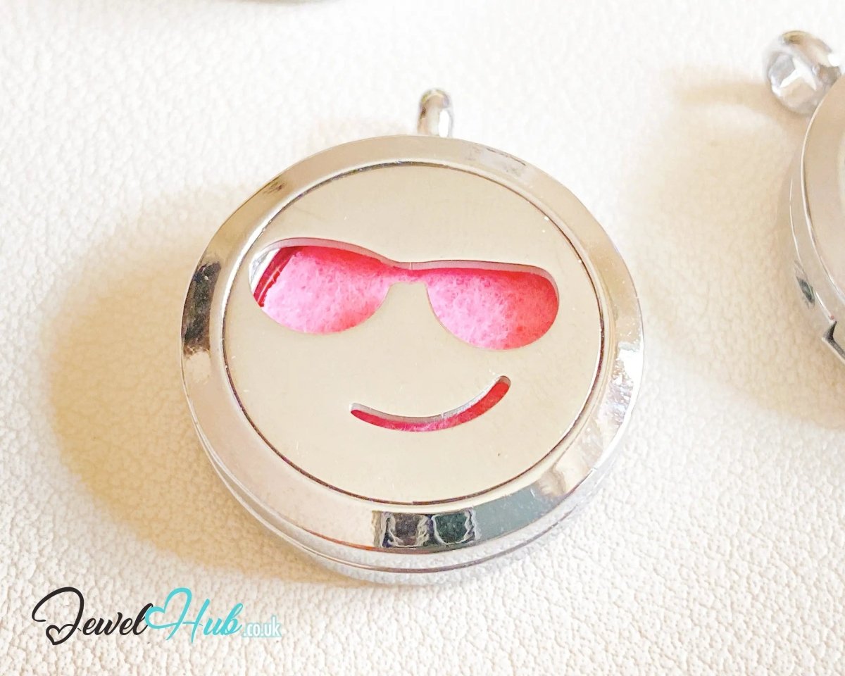Stainless Steel Aromatherapy Pendant for Fun & Feel - Good Vibes 😎 Smiley Cool v1 - JewelHub.co.uk