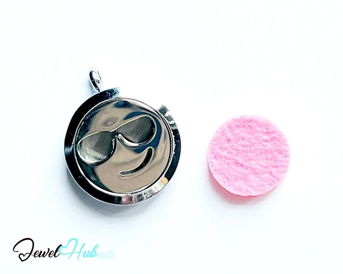 Stainless Steel Aromatherapy Pendant for Fun & Feel - Good Vibes 😎 Smiley Cool v1 - JewelHub.co.uk