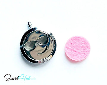 Stainless Steel Aromatherapy Pendant for Fun & Feel - Good Vibes 😎 Smiley Cool v1 - JewelHub.co.uk