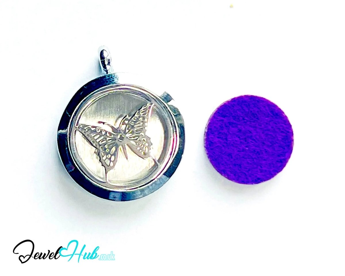 Stainless Steel Aromatherapy Pendant for Growth & Good Vibes 🦋 Luna Wing - JewelHub.co.uk