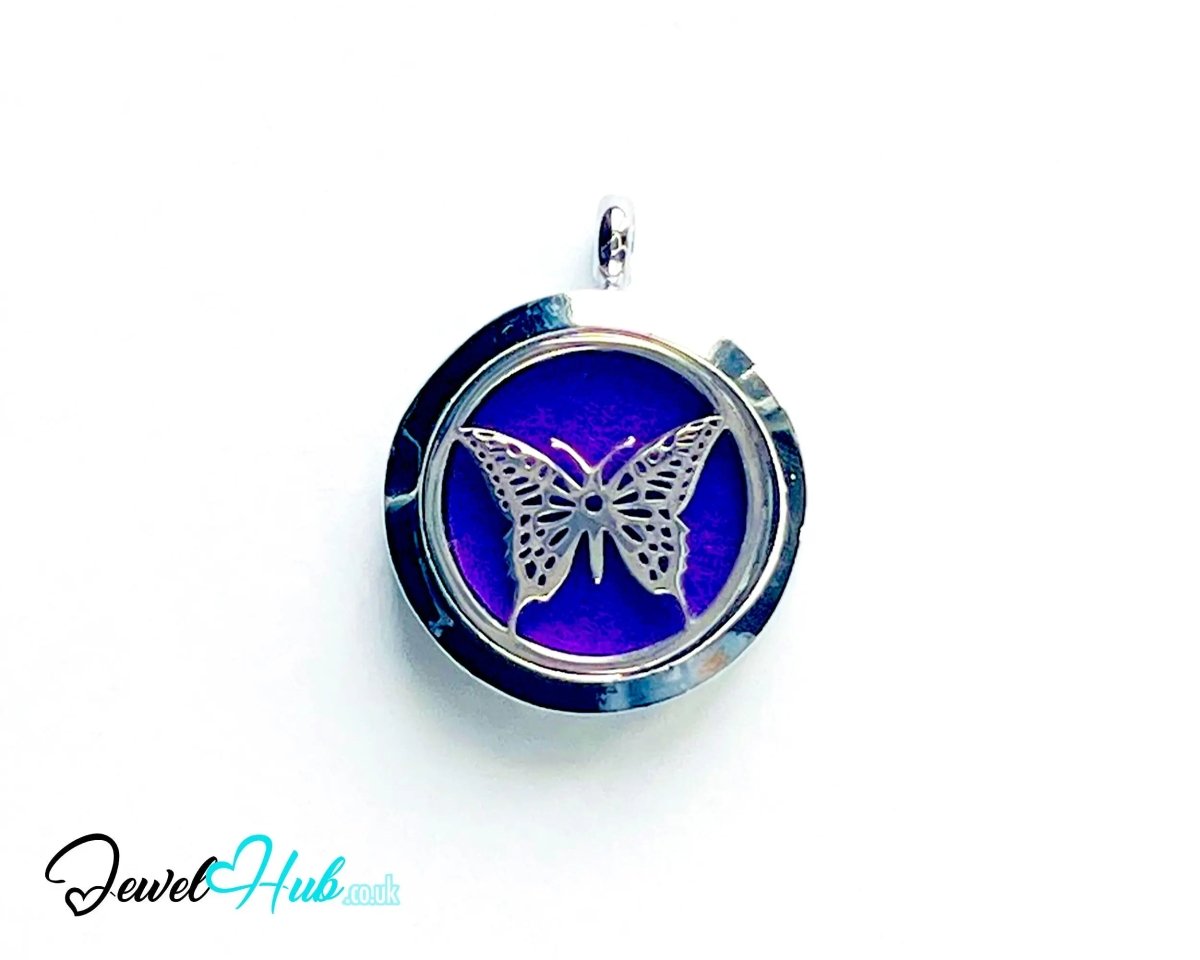 Stainless Steel Aromatherapy Pendant for Growth & Good Vibes 🦋 Luna Wing - JewelHub.co.uk