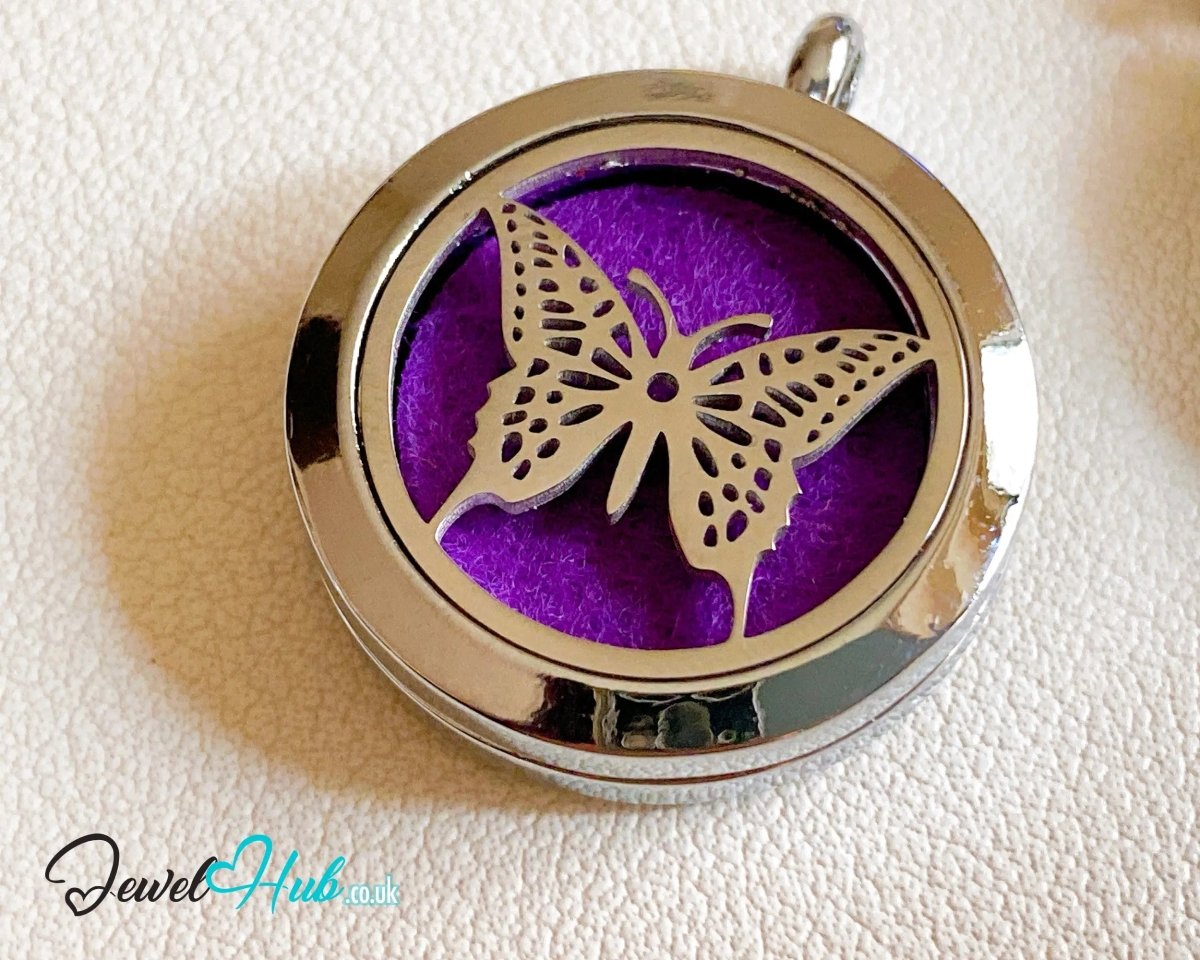 Stainless Steel Aromatherapy Pendant for Growth & Good Vibes 🦋 Luna Wing - JewelHub.co.uk