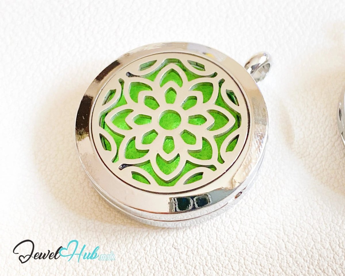 Stainless Steel Aromatherapy Pendant for Harmony & Light 🌿 Celestial Bloom - JewelHub.co.uk