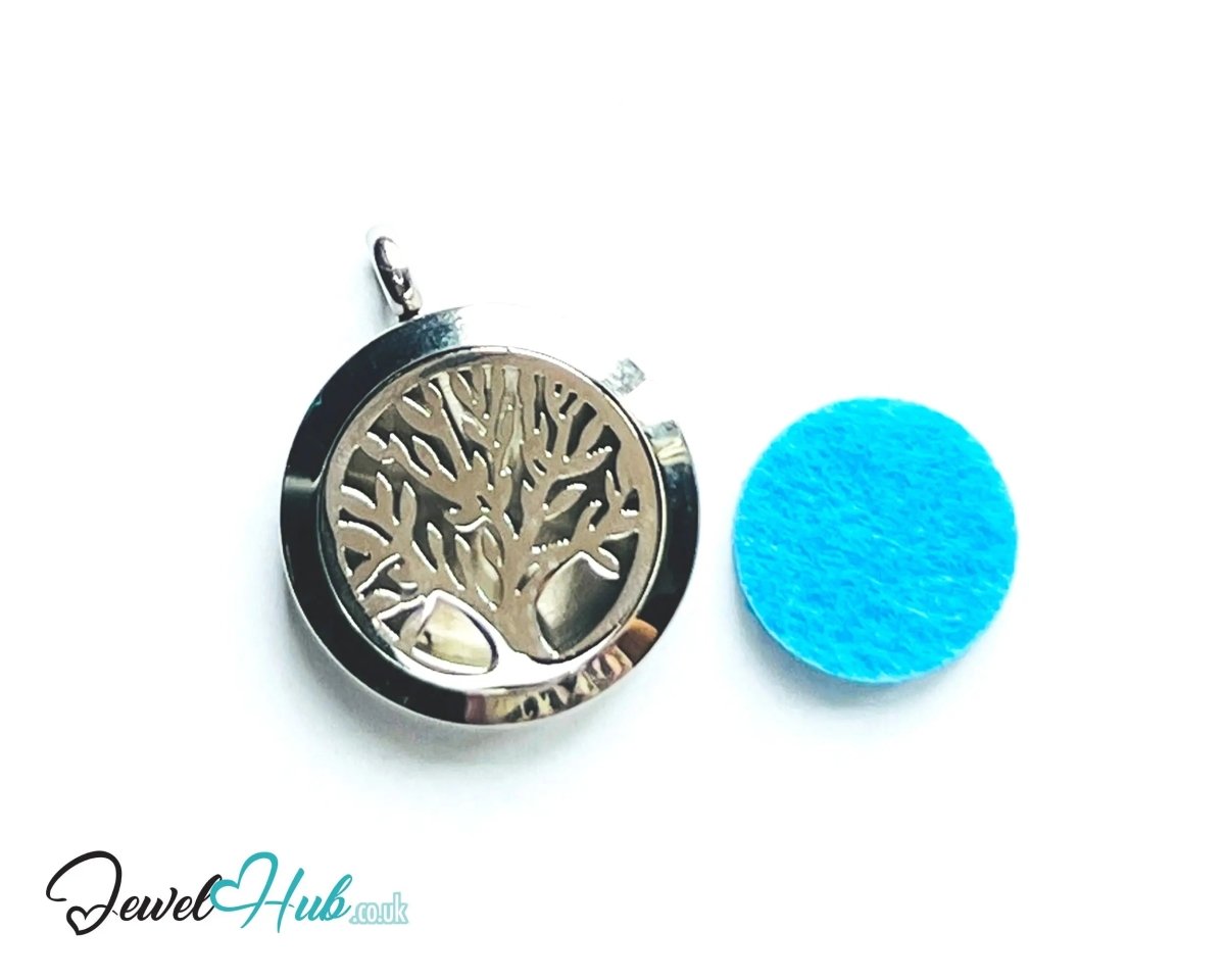 Stainless Steel Aromatherapy Pendant for Inner Calm 🌳 Tree of Serenity - JewelHub.co.uk