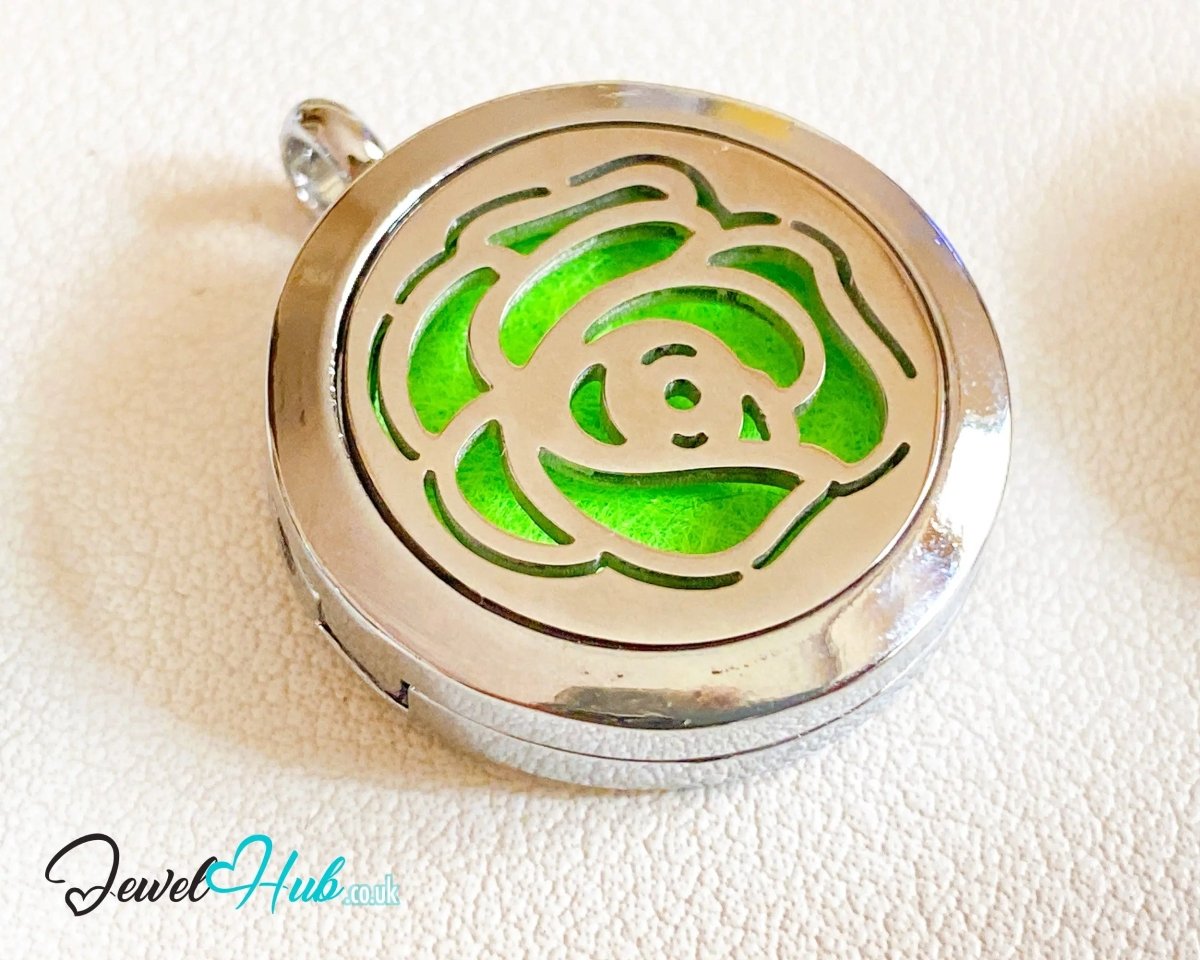 Stainless Steel Aromatherapy Pendant for Love & Self - Care 🌹 Petal Whisper - JewelHub.co.uk