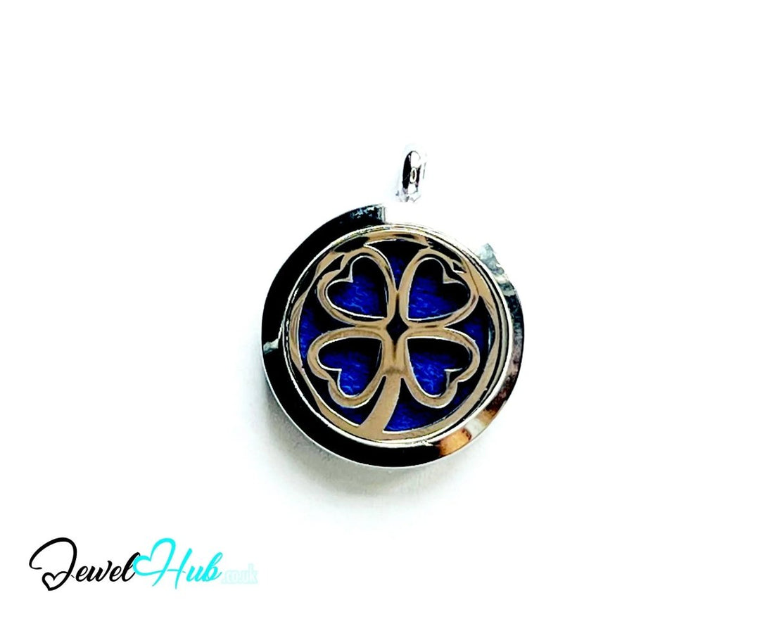 Stainless Steel Aromatherapy Pendant for Luck & Lightheartedness 🍀 Clover of Fortune - JewelHub.co.uk