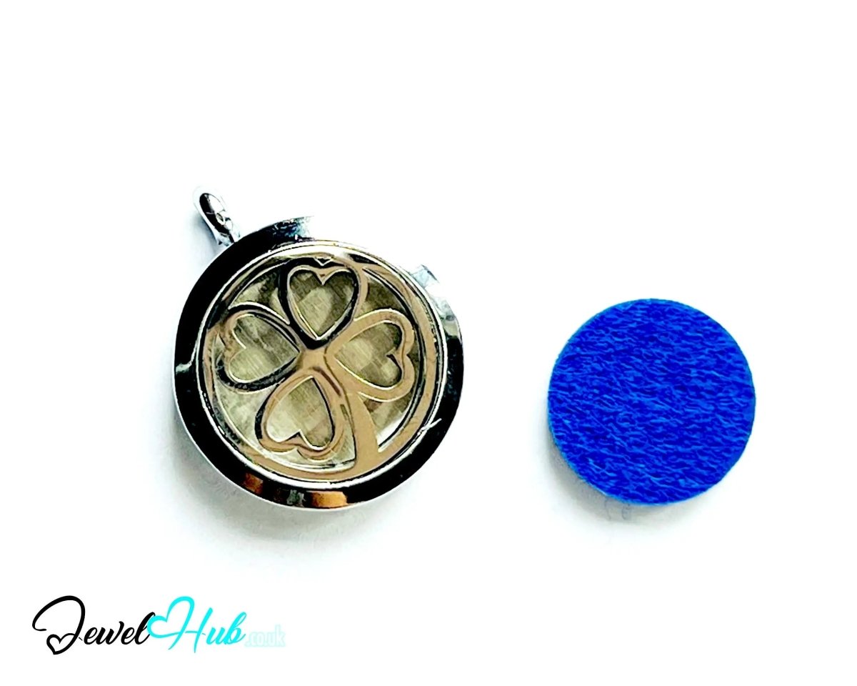 Stainless Steel Aromatherapy Pendant for Luck & Lightheartedness 🍀 Clover of Fortune - JewelHub.co.uk
