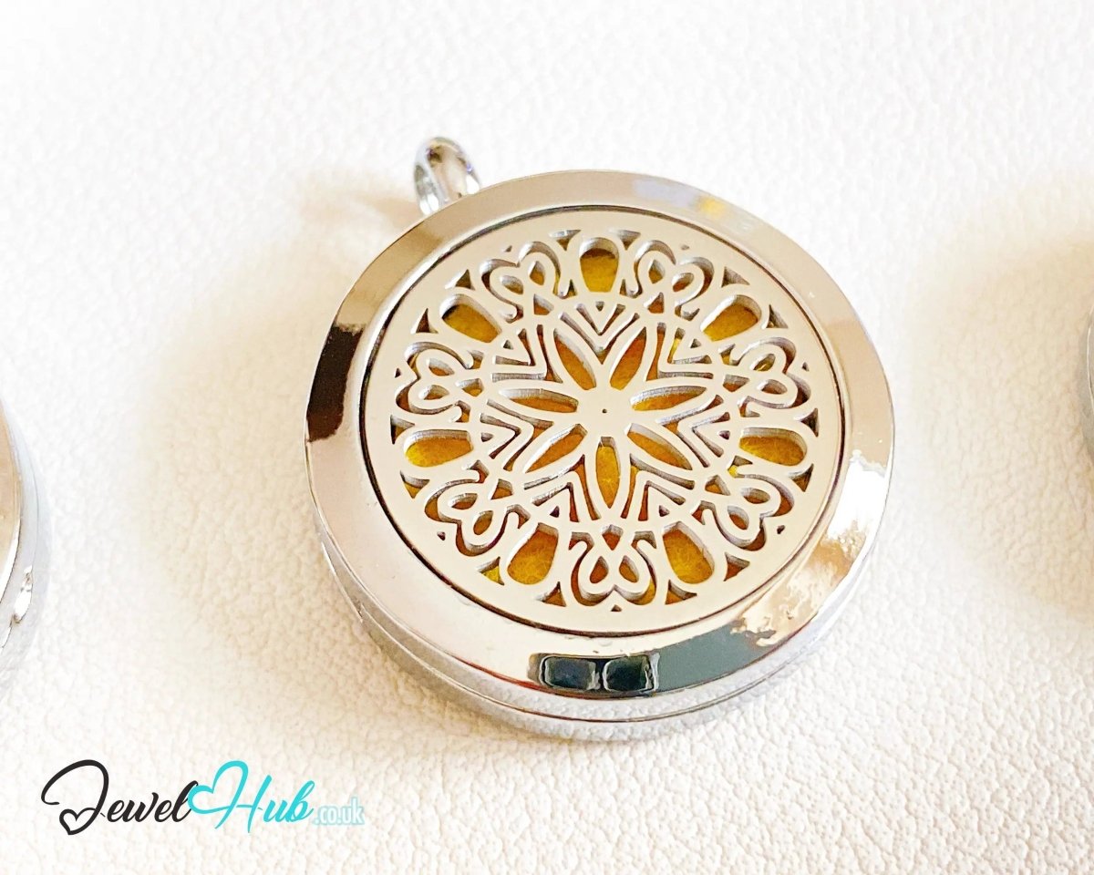 Stainless Steel Aromatherapy Pendant for Peace & Clarity 🌸 Tranquil Mandala - JewelHub.co.uk