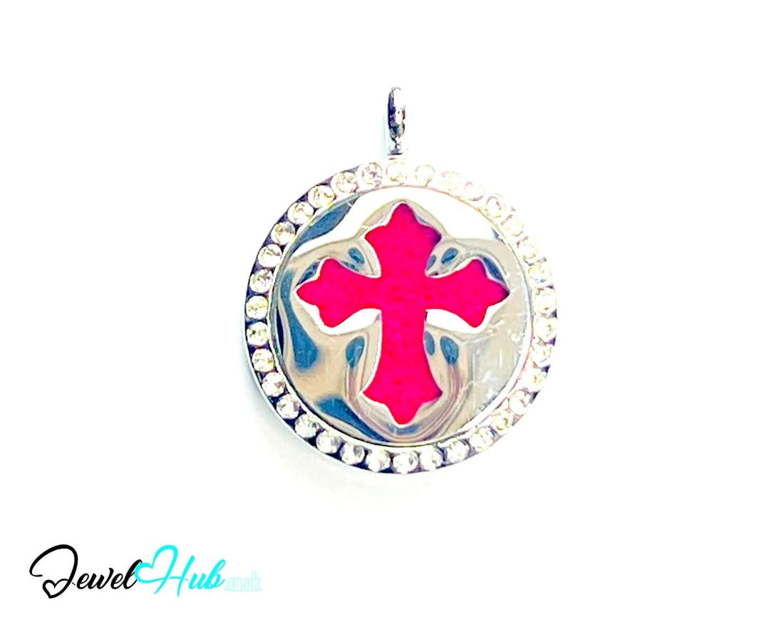 Stainless Steel Aromatherapy Pendant for Peace & Presence ✝️ Crystal Cross - JewelHub.co.uk