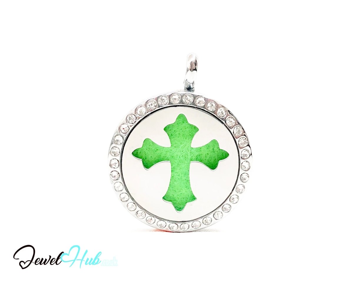 Stainless Steel Aromatherapy Pendant for Peace & Presence ✝️ Crystal Cross - JewelHub.co.uk