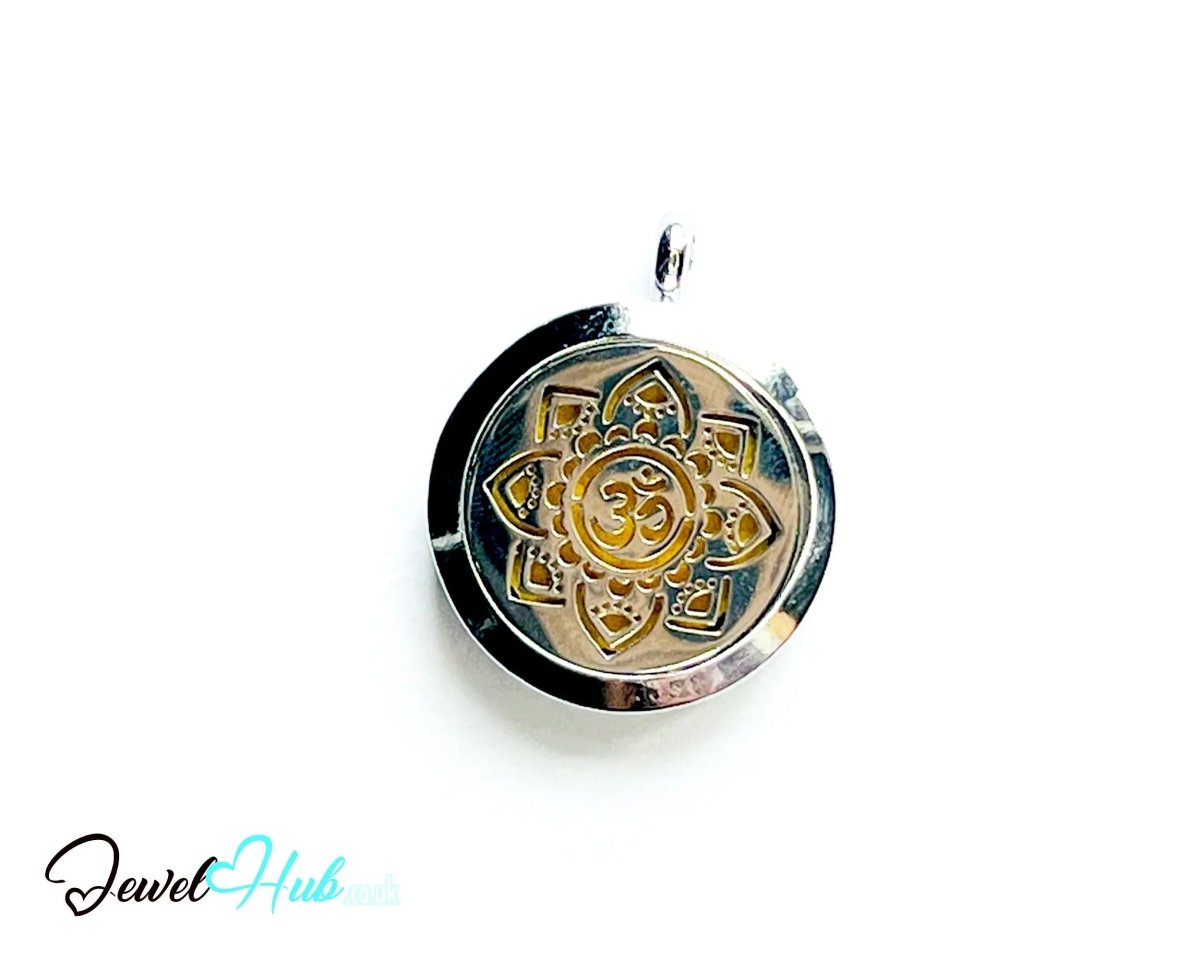Stainless Steel Aromatherapy Pendant for Presence & Intuition 🕉️ Om Radiance - JewelHub.co.uk