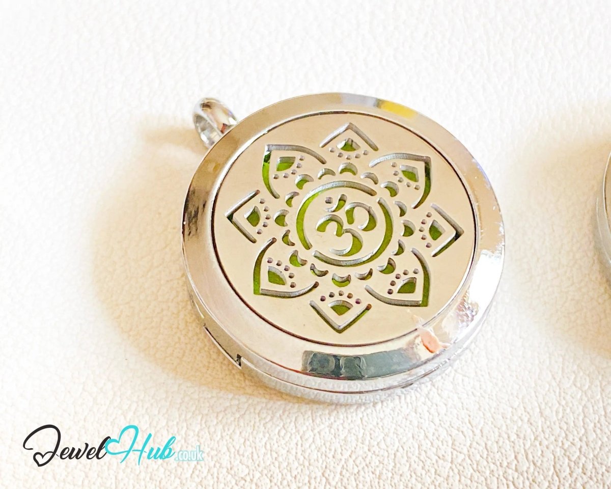 Stainless Steel Aromatherapy Pendant for Presence & Intuition 🕉️ Om Radiance - JewelHub.co.uk
